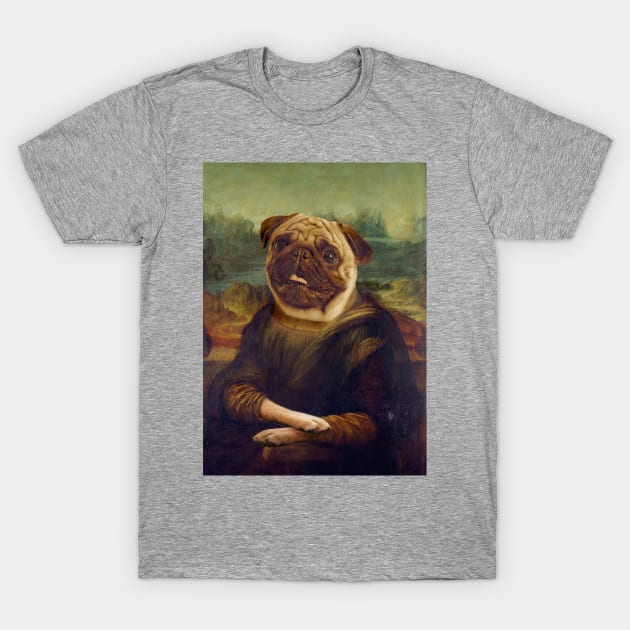 Mona Lisa Pug T-Shirt by luigitarini